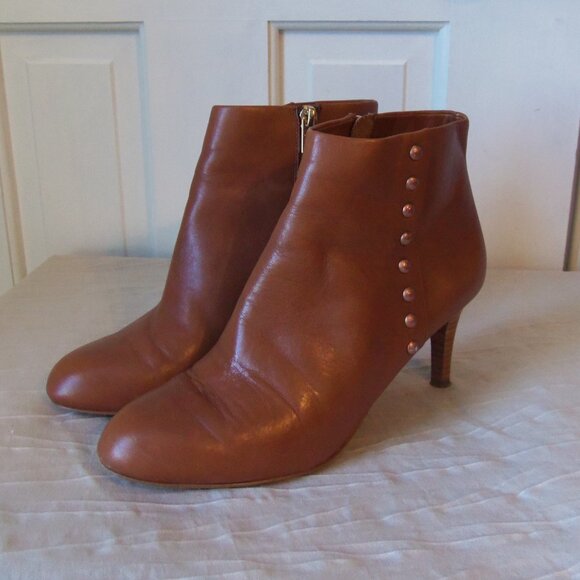 Coach Hickory Calf Leather Studded Ankle Booties Brown sz 6.5 - Picture 3 of 14